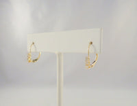 Sparkly Signed Vintage 14K Solid Yellow Gold &  .25 CT Moissanite Graduated Three Stone Leverback Earrings