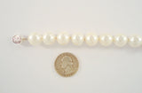 Vintage 12.7mm Creamy White Fat & Chunky Faux Pearl Bracelet w/ a Detailed Carving of Two Birds on the Sterling Silver Clasp 8"