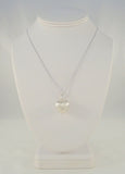 Unusual Large Vintage Sterling Silver Brushed Satin Matte Finish Puffy Heart Pendant Necklace 18.25"