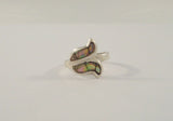 Large Signed Vintage Handcrafted Taxco Mexican Sterling Silver & Abalone Paua Inlay Lily Flower Bypass Ring