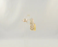 Sparkly Signed Vintage Lorenzo Sterling Silver & 18K Solid Yellow Gold w/ Cushion Cut Citrine Stud Pierced Earrings