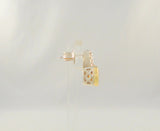 Sparkly Signed Vintage Lorenzo Sterling Silver & 18K Solid Yellow Gold w/ Cushion Cut Citrine Stud Pierced Earrings