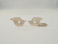 Unusual Large Handcrafted Signed Vintage Brushed Matte Sterling Silver Abstract Modernist Cutout Mask or Bird's Head Clip-On Earrings