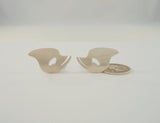 Unusual Large Handcrafted Signed Vintage Brushed Matte Sterling Silver Abstract Modernist Cutout Mask or Bird's Head Clip-On Earrings