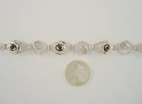 Detailed Vintage or Antique Sterling Silver 14mm Wide Repousse Roses & Carved Leaves Open Link Panel Bracelet 6.5"