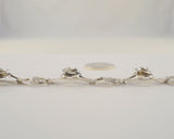 Detailed Vintage or Antique Sterling Silver 14mm Wide Repousse Roses & Carved Leaves Open Link Panel Bracelet 6.5"