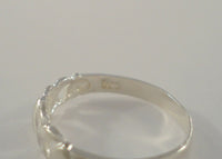 Signed Vintage Satin Matte Finish Sterling Silver Curvy Cutout Hearts X & O Hugs & Kisses 6.25mm Wide Band Ring Size 8