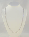 Sparkly Signed Vintage Italian Sterling Silver 6.35mm Wide Flat Herringbone Chain Necklace w/ Fancy Diamond Cut Ellipse Design & Beveled Profile 24" Long