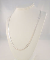 Sparkly Signed Vintage Italian Sterling Silver 6.35mm Wide Flat Herringbone Chain Necklace w/ Fancy Diamond Cut Ellipse Design & Beveled Profile 24" Long