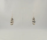 Large Unusual Detailed Vintage Sterling Silver Strappy Beach 3D Carved Surfer Hippie Sandals Dangle Hook Earrings