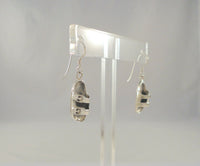 Large Unusual Detailed Vintage Sterling Silver Strappy Beach 3D Carved Surfer Hippie Sandals Dangle Hook Earrings