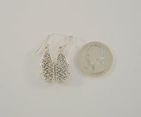 Large Unusual Detailed Vintage Sterling Silver Strappy Beach 3D Carved Surfer Hippie Sandals Dangle Hook Earrings