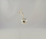 Large Vintage Handmade Sterling Silver Modern Circle w/ Floating Ball Doorknocker Pierced Earrings