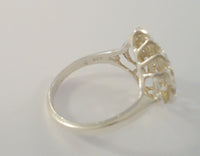 Big Sparkly Signed Vintage Diamond Cut Openwork Sterling Silver Modernist Ring Size 8
