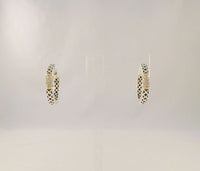 Big Bold Vintage Sadye L. Vassil Sterling Silver & 14K Solid Yellow Gold Black Enamel w/ Diamonds 25mm Hoop Pierced Earrings