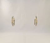 Big Bold Vintage Sadye L. Vassil Sterling Silver & 14K Solid Yellow Gold Black Enamel w/ Diamonds 25mm Hoop Pierced Earrings