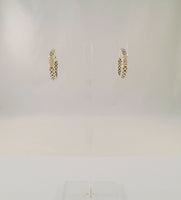 Big Bold Vintage Sadye L. Vassil Sterling Silver & 14K Solid Yellow Gold Black Enamel w/ Diamonds 25mm Hoop Pierced Earrings