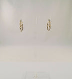 Big Bold Vintage Sadye L. Vassil Sterling Silver & 14K Solid Yellow Gold Black Enamel w/ Diamonds 25mm Hoop Pierced Earrings