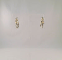 Big Bold Vintage Sadye L. Vassil Sterling Silver & 14K Solid Yellow Gold Black Enamel w/ Diamonds 25mm Hoop Pierced Earrings