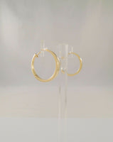 Large 28.57mm Signed Vintage Solid 14K Yellow Gold Sleek Modernist Graduated Circle Beveled Hinged Hoop Pierced Earrings