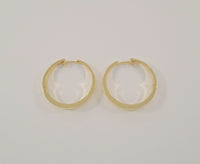 Large 28.57mm Signed Vintage Solid 14K Yellow Gold Sleek Modernist Graduated Circle Beveled Hinged Hoop Pierced Earrings