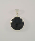Bold Dramatic Signed Vintage Taxco Mexican Sterling Silver Black Onyx Inlaid Modernist Pendant Heavy Handmade