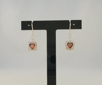 Long Handcrafted Signed Vintage Didae Sterling Silver & Faceted Red Heart-Shaped Bel Set Gemstone Dangle Hook Earrings