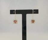 Long Handcrafted Signed Vintage Didae Sterling Silver & Faceted Red Heart-Shaped Bel Set Gemstone Dangle Hook Earrings