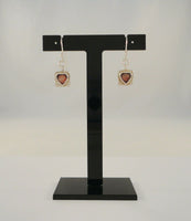 Long Handcrafted Signed Vintage Didae Sterling Silver & Faceted Red Heart-Shaped Bel Set Gemstone Dangle Hook Earrings