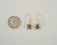 Long Handcrafted Signed Vintage Didae Sterling Silver & Faceted Red Heart-Shaped Bel Set Gemstone Dangle Hook Earrings