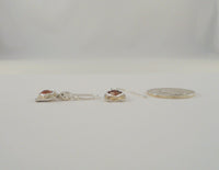 Long Handcrafted Signed Vintage Didae Sterling Silver & Faceted Red Heart-Shaped Bel Set Gemstone Dangle Hook Earrings