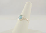 Dainty Handcrafted Vintage Southwestern Split-Side Sterling Silver & Cabochon Oval Larimar Ring Size 9