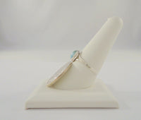 Dainty Handcrafted Vintage Southwestern Split-Side Sterling Silver & Cabochon Oval Larimar Ring Size 9