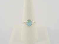 Dainty Handcrafted Vintage Southwestern Split-Side Sterling Silver & Cabochon Oval Larimar Ring Size 9