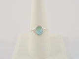 Dainty Handcrafted Vintage Southwestern Split-Side Sterling Silver & Cabochon Oval Larimar Ring Size 9