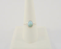 Dainty Handcrafted Vintage Southwestern Split-Side Sterling Silver & Cabochon Oval Larimar Ring Size 9