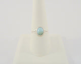 Dainty Handcrafted Vintage Southwestern Split-Side Sterling Silver & Cabochon Oval Larimar Ring Size 9