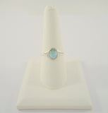 Dainty Handcrafted Vintage Southwestern Split-Side Sterling Silver & Cabochon Oval Larimar Ring Size 9