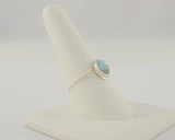 Dainty Handcrafted Vintage Southwestern Split-Side Sterling Silver & Cabochon Oval Larimar Ring Size 9