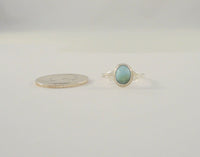 Dainty Handcrafted Vintage Southwestern Split-Side Sterling Silver & Cabochon Oval Larimar Ring Size 9