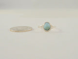 Dainty Handcrafted Vintage Southwestern Split-Side Sterling Silver & Cabochon Oval Larimar Ring Size 9