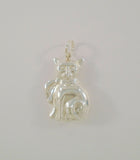 Large Detailed Vintage Double-Sided Repousse Sterling Silver Kitty Cat Wearing A Stylish Scarf Pendant