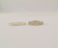 Set of 2 Two Sparkly Signed Vintage FAS Sterling Silver & Prong Set Clear Faceted Gemstone Stack Band 3mm Rings Size 7