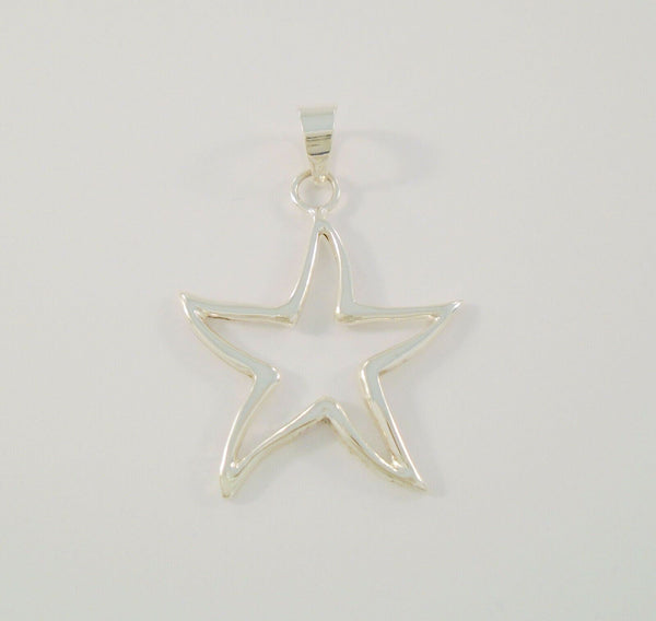 Large 54x38mm Vintage Sterling Silver Dimensional Openwork Abstract Modernist Starfish Star Fish Pendant