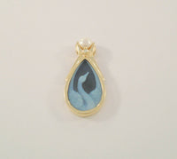 Detailed Signed Vintage Solid 14K Yellow Gold Blue Jasperware Swan 6.25mm Natural White Pearl & Diamond Pendant