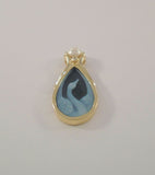 Detailed Signed Vintage Solid 14K Yellow Gold Blue Jasperware Swan 6.25mm Natural White Pearl & Diamond Pendant