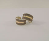 Large Vintage Artisan Sterling Silver & Gold Rope w/ Wirework Half Hoop Pierced Earrings