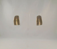 Large Vintage Artisan Sterling Silver & Gold Rope w/ Wirework Half Hoop Pierced Earrings