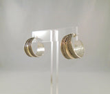 Large Vintage Artisan Sterling Silver & Gold Rope w/ Wirework Half Hoop Pierced Earrings