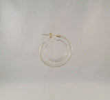 Large Vintage Artisan Sterling Silver & Gold Rope w/ Wirework Half Hoop Pierced Earrings